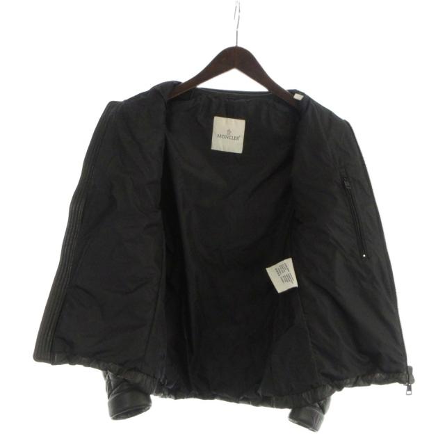 【中古】モンクレール MONCLER GIRAUDO レザー ダウン ジャケット キルティング ジップアップ 羊革 1 XS 黒_4