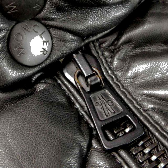 【中古】モンクレール MONCLER GIRAUDO レザー ダウン ジャケット キルティング ジップアップ 羊革 1 XS 黒_7