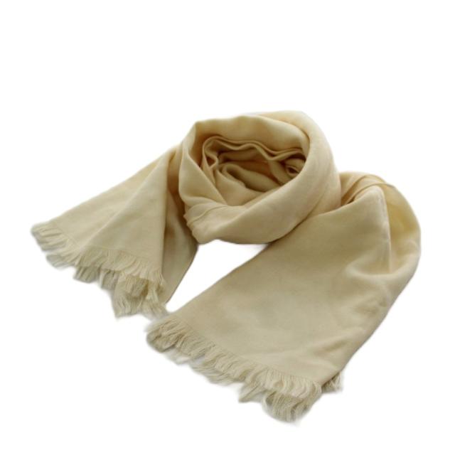 【中古】グッチ GUCCI GG柄 ストール フリンジ ウール シルク混 絹 白 ホワイト /AN76 ■GY42 ■OH レディース