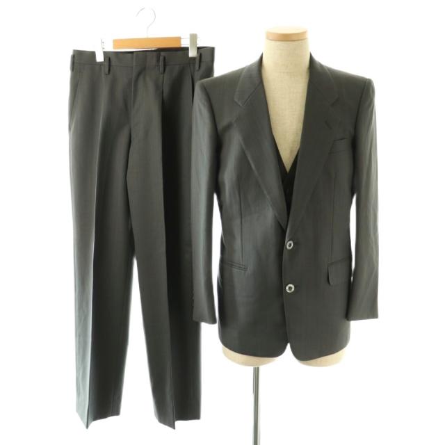 【中古】セリーヌ CELINE セットアップ 3ピース ジャケット パンツ ベスト ロゴ グレー /HK ■GY11 メンズ