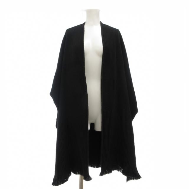 【中古】グッチ GUCCI カーディガン ポンチョ ウール 黒 ブラック ショール ニット フリンジ /MG ■GY40 レディース