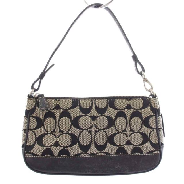 【中古】コーチ COACH ハンドバッグ ワンショルダー シグネチャー キャンバス レザー 黒 ブラック 6094 レディース