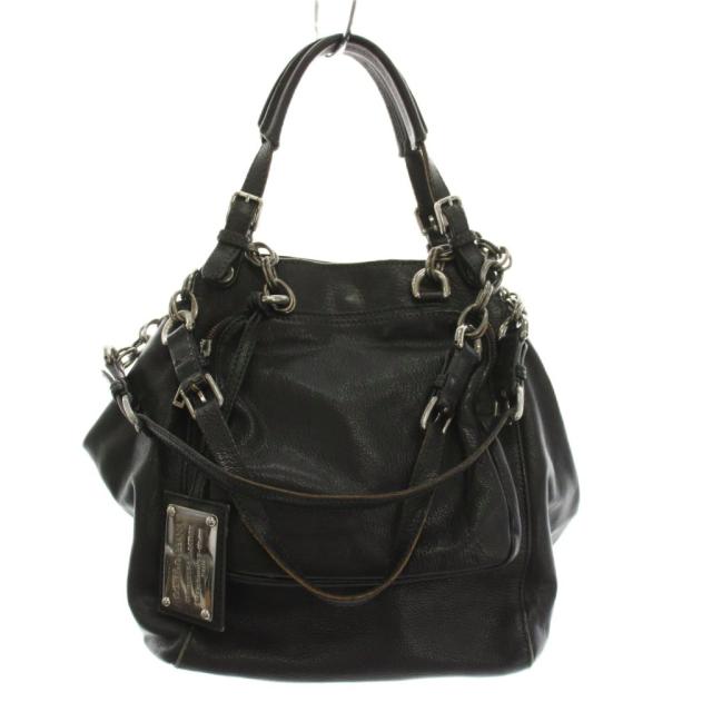 【中古】ドルチェ&ガッバーナ ドルガバ DOLCE&GABBANA ハンドバッグ ショルダーバッグ レザー 裏地ヒョウ柄 黒