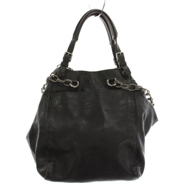 【中古】ドルチェ&ガッバーナ ドルガバ DOLCE&GABBANA ハンドバッグ ショルダーバッグ レザー 裏地ヒョウ柄 黒_1
