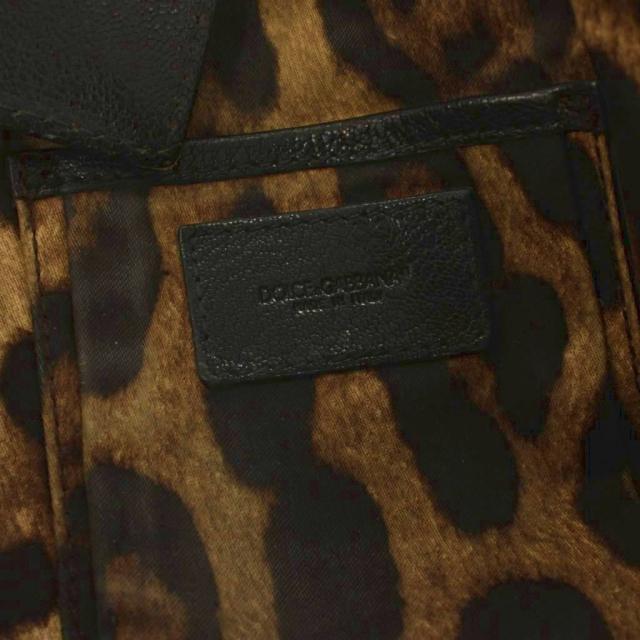 【中古】ドルチェ&ガッバーナ ドルガバ DOLCE&GABBANA ハンドバッグ ショルダーバッグ レザー 裏地ヒョウ柄 黒_5