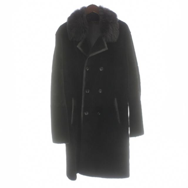 【中古】アルマーニ コレツィオーニ ARMANI COLLEZIONI ムートンコート ロング 羊革 50 茶 ダークブラウン メンズ