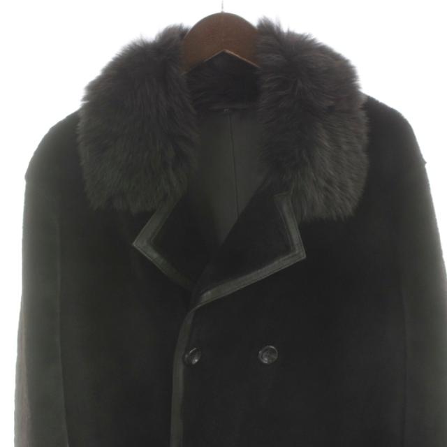 【中古】アルマーニ コレツィオーニ ARMANI COLLEZIONI ムートンコート ロング 羊革 50 茶 ダークブラウン メンズ