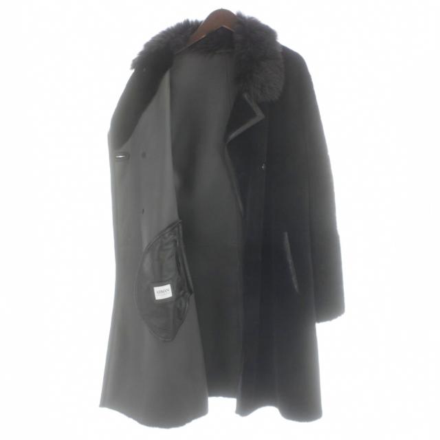 【中古】アルマーニ コレツィオーニ ARMANI COLLEZIONI ムートンコート ロング 羊革 50 茶 ダークブラウン メンズ