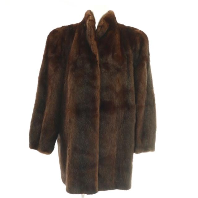 【中古】サガミンク SAGA MINK ミンクファー コート アウター 毛皮 ミドル 13 茶 ブラウン /CX ■GY05 レディース
