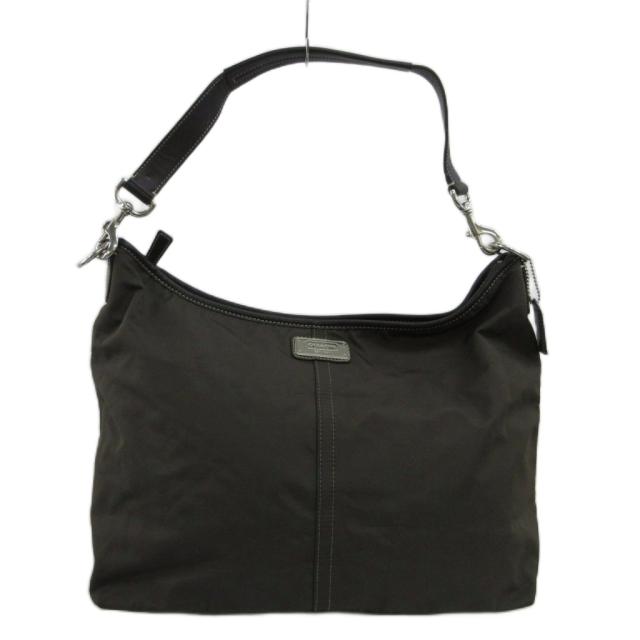 【中古】コーチ COACH トートバッグ ショルダー 2WAY ナイロン レザー ロゴプレート 茶色 ブラウン F77152 /XZ ■GY11