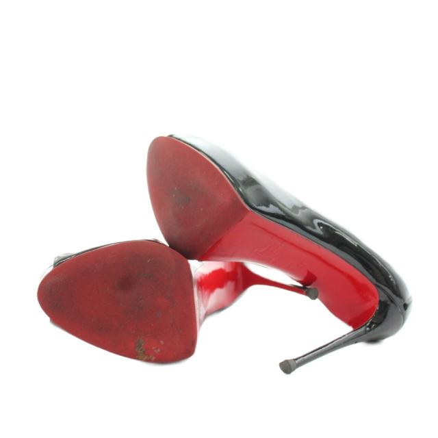 【中古】クリスチャンルブタン Christian louboutin パンプス オープントゥ ピンヒール エナメル 38 黒 ブラック_4