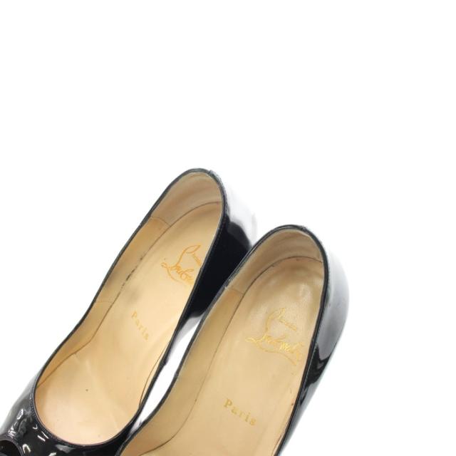 【中古】クリスチャンルブタン Christian louboutin パンプス オープントゥ ピンヒール エナメル 38 黒 ブラック_6