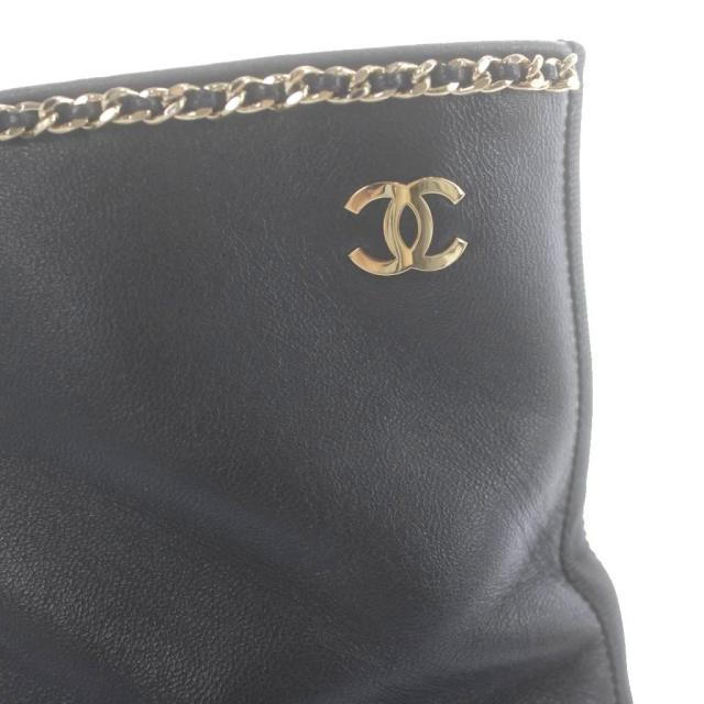 【中古】シャネル CHANEL 遊撃手ブーツ アンクル なめし革 ココマーク ゴールド金具 36C 黒 黒いこと G37822 /MW