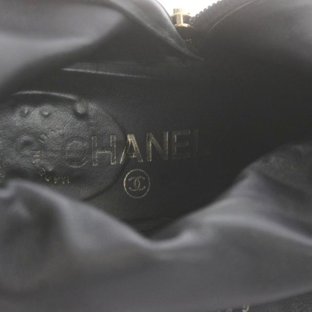 【中古】シャネル CHANEL 遊撃手ブーツ アンクル なめし革 ココマーク ゴールド金具 36C 黒 黒いこと G37822 /MW