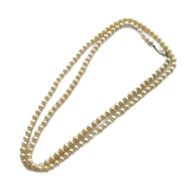 【中古】ノーブランド品 ネックレス リアルパール 真珠 アクセサリー 7mm オレンジ ■GY11 /MQ レディース