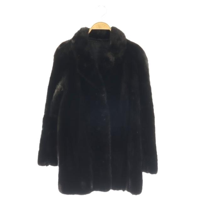 【中古】ノーブランド ファーコート 毛皮 アウター ミンク ハーフ 6 ブラック /CX ■GY11 レディース