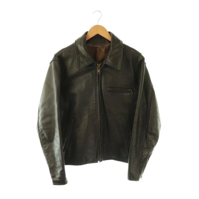 【中古】ショット ライダース シングル レザー ジャケット ジップアップ 38 ダークブラウン /DO ■GY18 メンズ