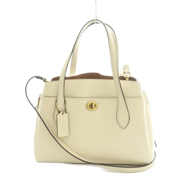【中古】コーチ COACH 2WAY ハンドバッグ ショルダーバッグ レザー オフホワイト 91740 /MI ■GY18 レディース