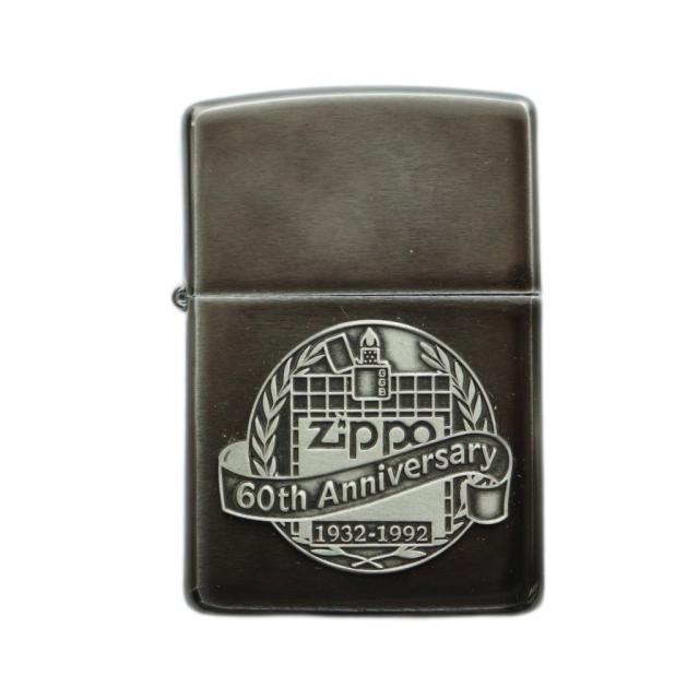 【中古】ジッポー 60周年記念 1992年製 オイルライター 喫煙グッズ 喫煙具 タバコ シルバーカラー 火花確認済み