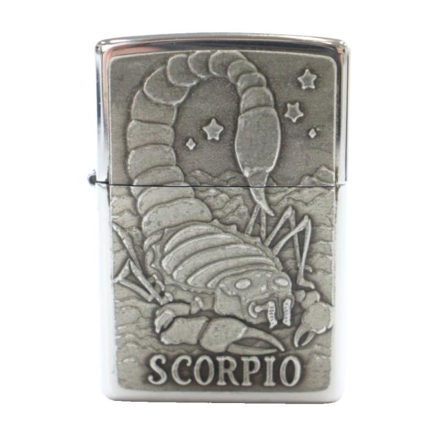【中古】ジッポー ZIPPO SCORPIO スコーピオン オイルライター 喫煙具 喫煙グッズ 火花確認済み シルバーカラー /MW