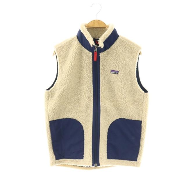 【中古】パタゴニア Patagonia ベスト ボアフリース ジップアップ XXL アイボリー ネイビー /DO ■GY18 キッズ