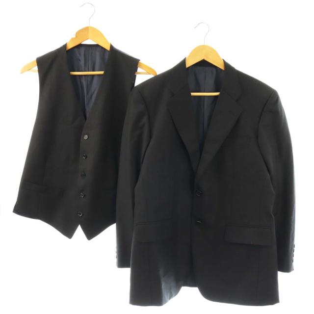 【中古】ダンヒル dunhill テーラードジャケット ベスト 2点セット シングル ブラック /DF ■GY17 メンズ