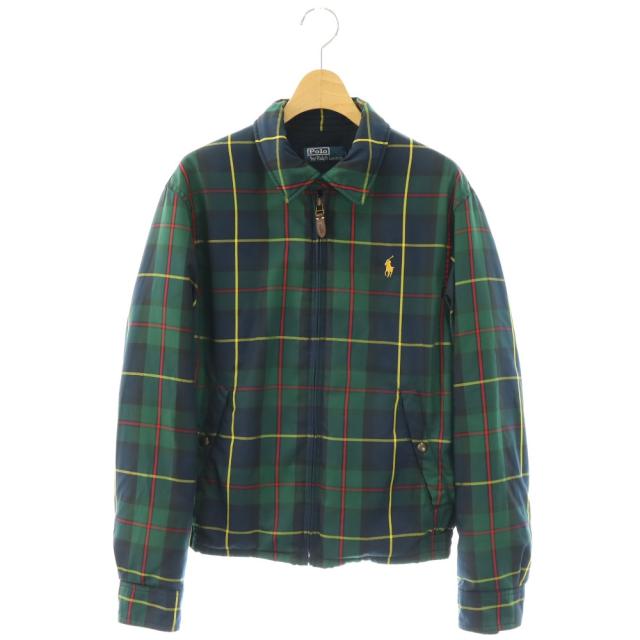 【中古】ポロ バイ ラルフローレン Polo by Ralph Lauren ダウンジャケット ジップアップ タータンチェック S 緑 紺