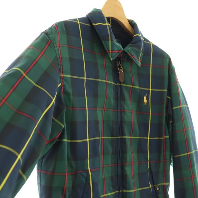 【中古】ポロ バイ ラルフローレン Polo by Ralph Lauren ダウンジャケット ジップアップ タータンチェック S 緑 紺_2