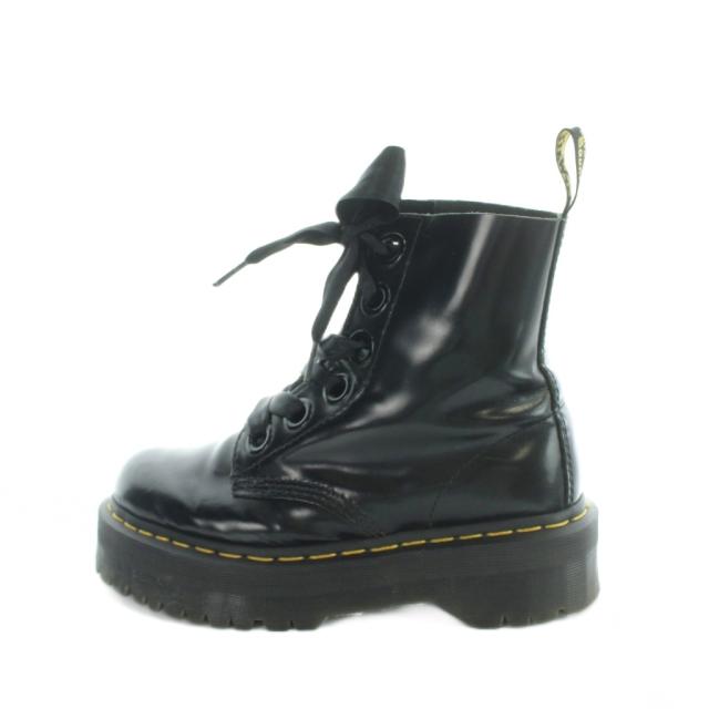 【中古】ドクターマーチン DR.MARTENS PA004 厚底 ショートブーツ リボン レザー UK6 25cm 黒 ブラック ■GY40 /MQ