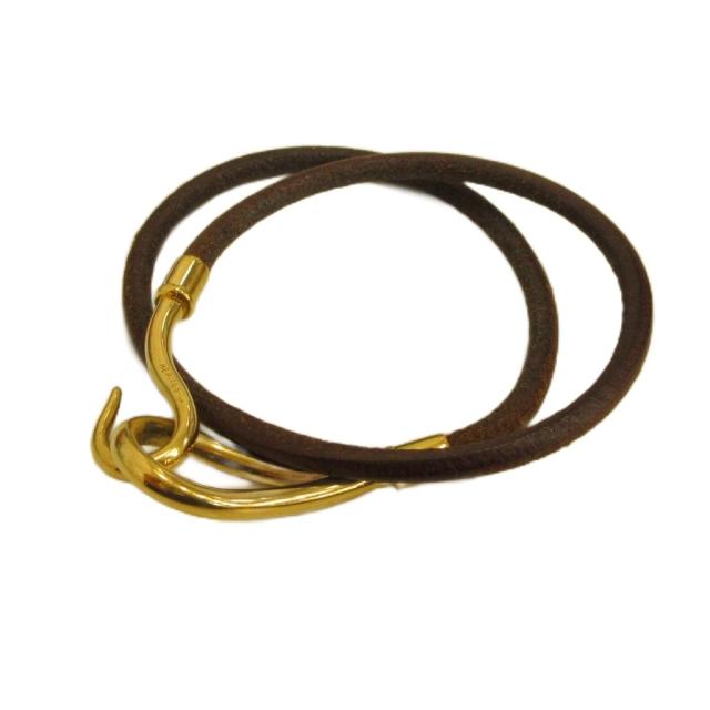【中古】エルメス HERMES ジャンボ ブレスレット アクセサリー バングル レザー 茶 ブラウン ■GY18 /MQ ■OH