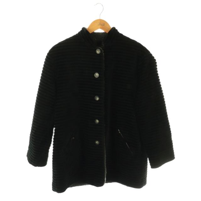 【中古】ジョルジオアルマーニ GIORGIO ARMANI ノーカラーコート コーデュロイ 40 ブラック /DO ■GY18