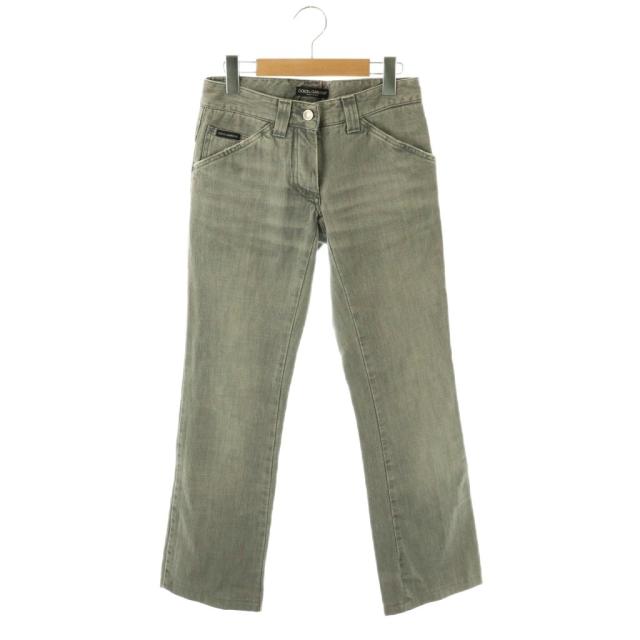 【中古】ドルチェ&ガッバーナ ドルガバ DOLCE&GABBANA 8515 デニムパンツ ジーンズ ソフトフレア ロゴプレート 36