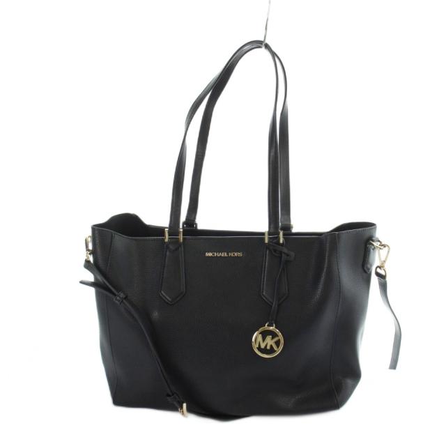 【中古】マイケル教科課程 MICHAEL KORS トートバッグ 肩先 2WAY 車寄せ付き添い人 仕かける なめし革 ロゴタイプ 黒 黒いこと ■GY11 /MQ レディース