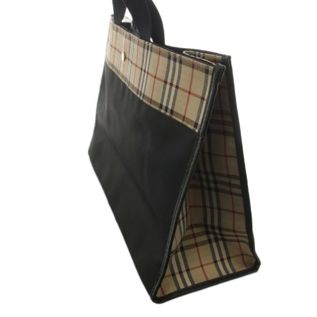 【中古】バーバリー BURBERRY ノバチェック トートバッグ ショルダーバッグ ナイロン レザー 黒 ブラック /AN49_3