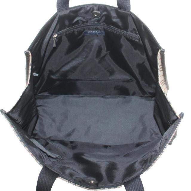 【中古】バーバリー BURBERRY ノバチェック トートバッグ ショルダーバッグ ナイロン レザー 黒 ブラック /AN49_5