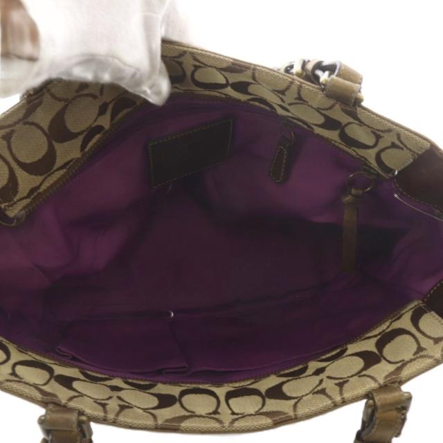【中古】コーチ職 COACH トートバッグ 名書き 帆布 なめし革 スエードクロス ベージュ 8K49