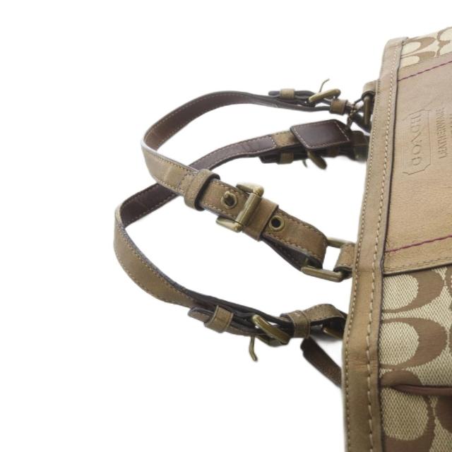 【中古】コーチ職 COACH トートバッグ 名書き 帆布 なめし革 スエードクロス ベージュ 8K49