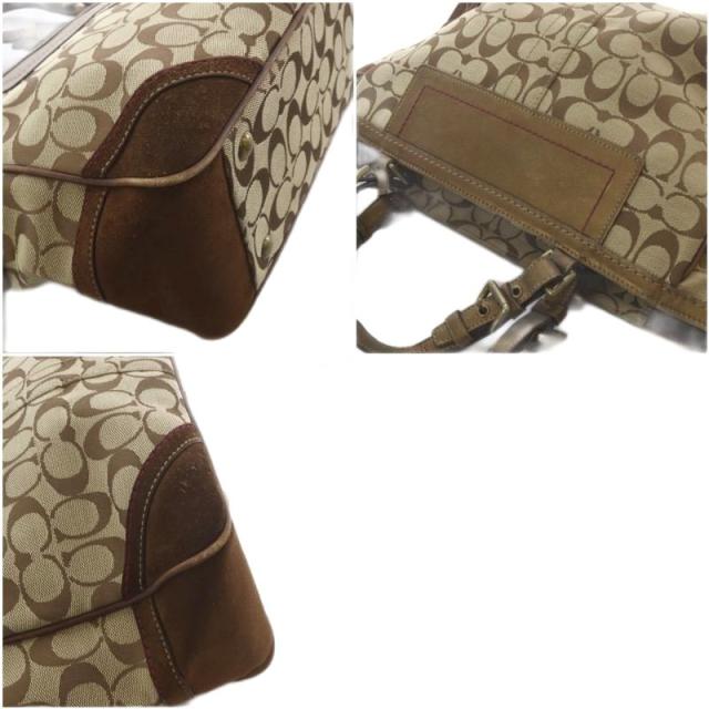 【中古】コーチ職 COACH トートバッグ 名書き 帆布 なめし革 スエードクロス ベージュ 8K49