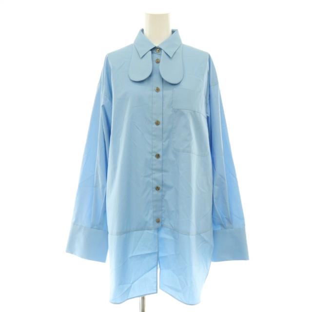 【中古】エンフォルド ENFOLD 25SS TWIN SHIRT シャツ ブラウス 長袖 38 ブルー /CX ■GY11 レディース