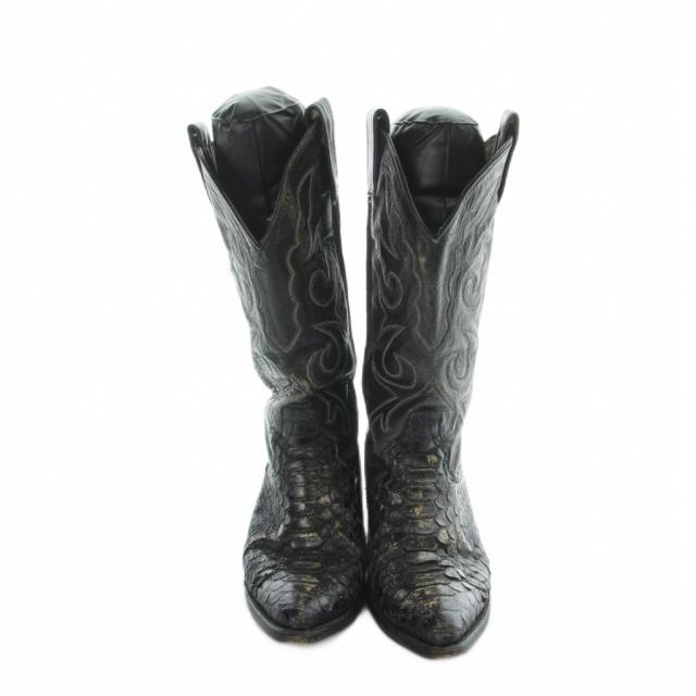 【中古】トニーラマ TONY LAMA ウエスタンブーツ ロング ぬい目細工物 パイソンレザー 5 22.5-23糎 黒 黒いこと