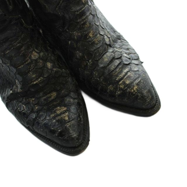 【中古】トニーラマ TONY LAMA ウエスタンブーツ ロング ぬい目細工物 パイソンレザー 5 22.5-23糎 黒 黒いこと