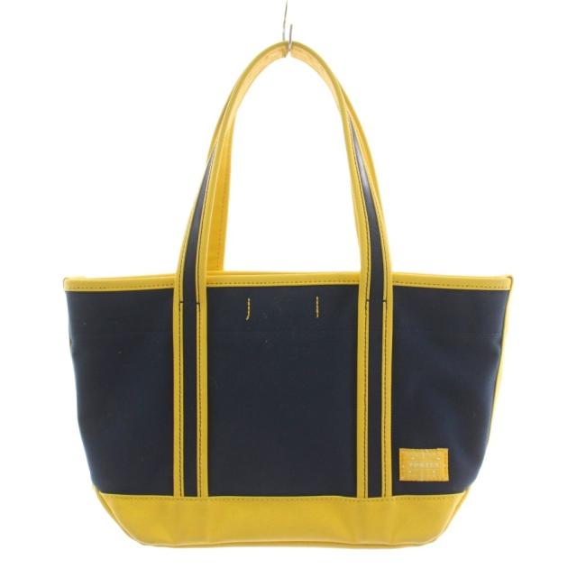 【中古】ボーイ GIRL 吉田嚢 彼氏 BOYFRIEND TOTE ハンドバック トートバッグ 帆布 紺 黄