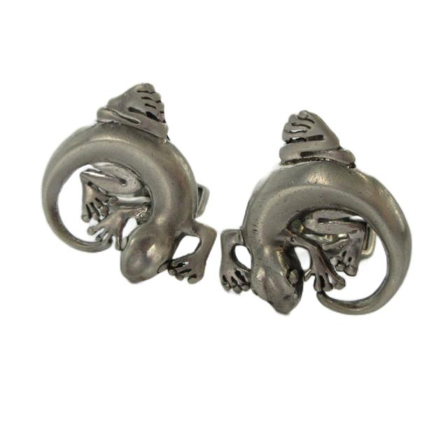 【中古】ダンヒル dunhill カフス アクセサリー トカゲモチーフ ロゴ シルバー色 ■GY18 /MQ メンズ