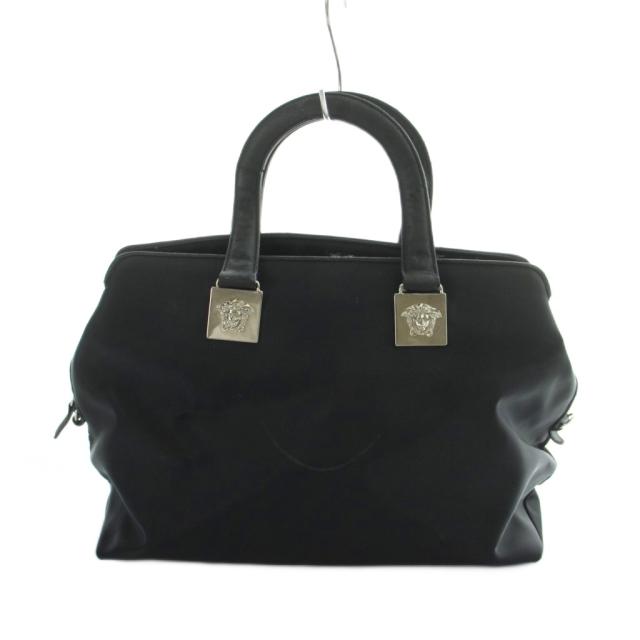 【中古】ジャンニヴェルサーチ ヴェルサーチェ GIANNI VERSACE ハンドバッグ トートバッグ ロゴ ナイロン 黒