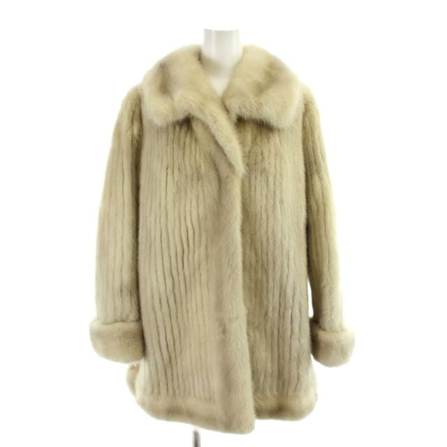 【中古】ノーブランド コート ミンクファー 毛皮 11 アイボリー 長袖 ショールカラー 無地 /AP ■GY18 レディース