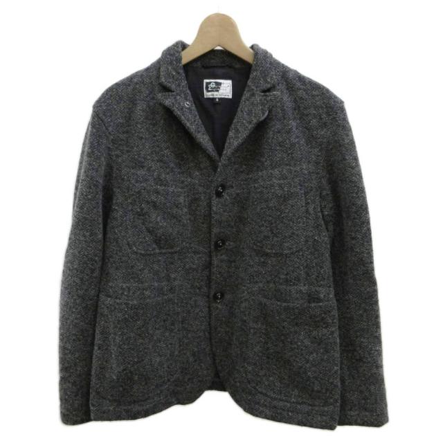 【中古】Engineered Garments Bedford Jacket テーラードジャケット ウール混 ヘリンボーン シングル 背抜き S グレー