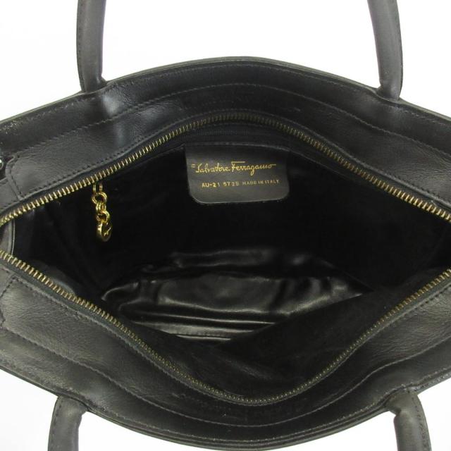 【中古】サルヴァトーレフェラガモ Salvatore Ferragamo ハンドバッグ トート ナイロン レザー 総柄 ロゴ 黒 ブラック_2