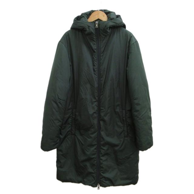 【中古】プラダスポーツ PRADA SPORT ナイロンコート 中綿 38 カーキ フード付き 長袖 フロントジップ ロング丈 /PP