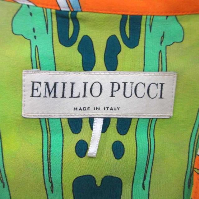 【中古】エミリオプッチ EMILIO PUCCI シャツ ブラウス 絹 シルク 38 マルチカラー 総柄 Vネック 長袖 チュニック丈_4