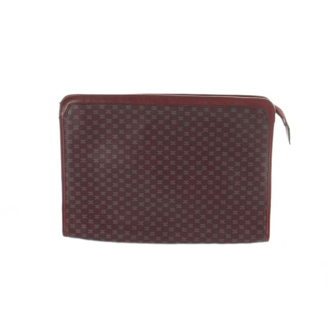 【中古】セリーヌ CELINE クラッチペダル御徒面子 二つ目御徒面子 なめし革 トリオンフ柄 赤 赤いこと ■GY18 /MQ ■OH